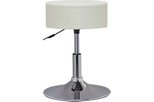 ‎DUHOME Duhome Drehhocker Sitzhocker Schminkhocker Hocker Rund mit Polsterung Höhenverstellbar Drehbar aus Kunstleder für Schlafzimmer Wohnzimmer, Creme