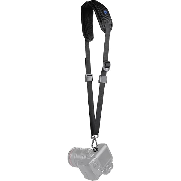 PWGHWG Bandoulière Réglable Nylon Appareil Photo Reflex - Avec Poches Et Fixation Trépied 1/4" Noir