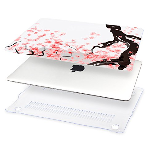 TwoL 13 Zoll Kirschbaumblüte Entwurf Hartschale Hülle für 2016 Neues MacBook Pro 13 mit/ohne Touch Bar,Transparent - 4