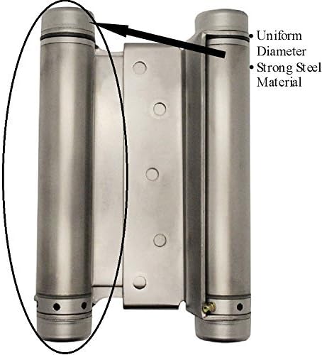 6 Double Action Spring Hinge Satin Chrome for Swinging Doors | Saloon Doors | Caf? Doors by Swinging Cafe Doors