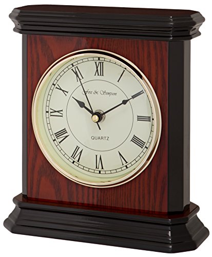 Fox & Simpson Madera Tabla Reloj de la Chimenea con Acabado de Piano, Teca/Negro