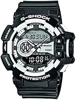 G-Shock GA-400-1AER Men's Quartz Watch with White Dial - Digital Display and Black Resin Strap
