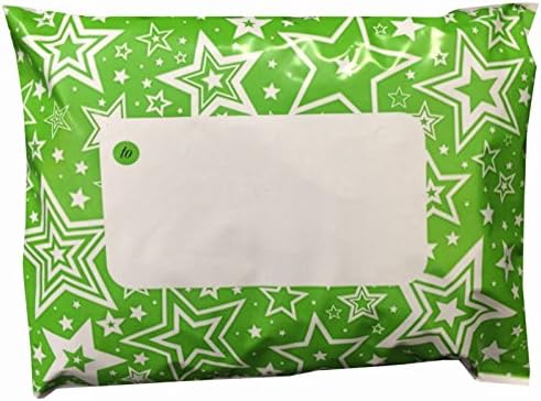 25 x Limelight Green Star Printed Mailing Bags - 330mm x 440mm (13" x 17") 50 micron (200g) - Post Plastic Polybag Poly Strong Self Seal