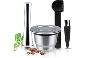 Capsule de café réutilisable en acier inoxydable compatible avec la machine à café expresso N, capsule de café rechargeable BENFUCHEN, 1 capsule de café en métal et 1 presse à café