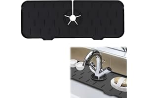 EODKSE Silikon Wasserhahn Matte, 1Pcs Sink Splash Guard, Küchenarmatur Silikon Abflussmatte, Silikon Wasserhahn Griff Tropffänger Ablage, Faltbare Silikon Wasserhahn Matte für Badezimmer, Küche