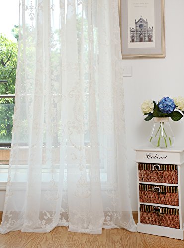 GWELL Elegant Supersanft Weiß Transparent Voile Vorhang Gardine Schal mit Ösen TOP QUALITÄT 1er-Pack 140*245cm - 5