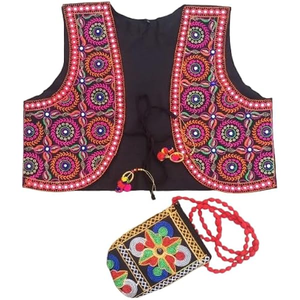Buy LOOM TREE Women Floral Embroidery Vest Open Front Jacket