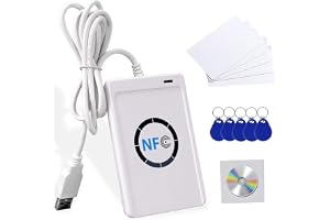FTSTech ACR122U Smart NFC RFID-läsare/Writer ISO 14443 A/B-kort klonmaskin + fri programvara + 5 st skrivbara UID-nyckelringar