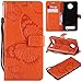 Produktbild Moto Z3 Play Hülle, Conber Lederhülle Handyhülle mit [Kostenlose Schutzfolie], PU Tasche Leder Flip Case Cover Emboss 3D Schmetterling Schutzhülle für Motorola Moto Z3 Play - Orange