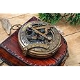 D3 MART Old Vintage Pocket Style Nautical Maritime Antique Finish Brass Sundial Compass Necklace Pendant (Gold)