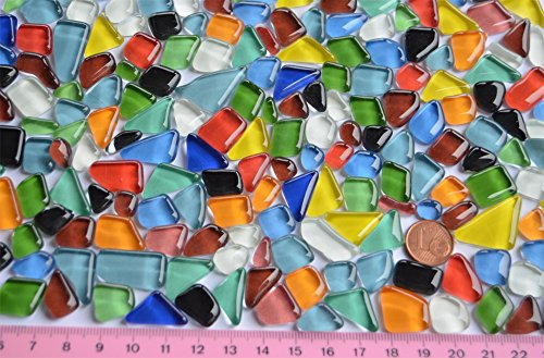 Glas- Mosaiksteine unregelmäßig. (Soft-Glas) bunt 200g ca.140-160St. - 2