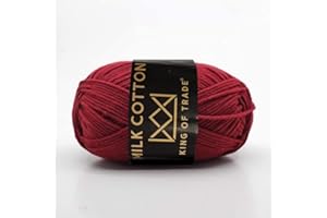 KING OF TRADE Milchwolle Milchbaumwolle Milchgarn Häkeln Stricken 100m 50g 1 Stück Weinrot