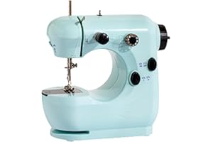 Syfunlv Machine à Coudre électrique, Machine à coudre légère et portable, Machine à Coudre pour Débutant, 2 vitesses, enfileur, pédale et tige amovible, Pieds anti-dérapants, 7.87*7.48*3.94in (cyan)