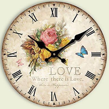 MCIQ 1PC Large Wall Clock Sitting Room European Pastoral Clock Arts Bracket Clock Modern Mute Clock (Pattern is Random)