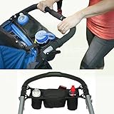 Worsendy Kinderwagen Organizer Kinderwagen Zubehör Universal schwarz Baby Wickeltasche Kinderwagen Buggy Becherhalter passend für die meisten Kinderwagen - 4