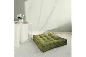GREATOYAR Cojín Suelo Cuadrado de Terciopelo Para Exteriores e Interiores, Meditación, Sillas, Bancos, Palets, 58x58x10cm, Verde Claro