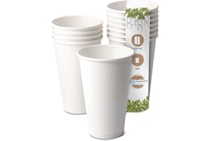 BIOZOYG 50x bicchierini caffè 400 ml / 16 oz, Ø 90 mm bianco - bicchieri carta senza plastica e con materiali sostenibili - bicchierini caffe carta