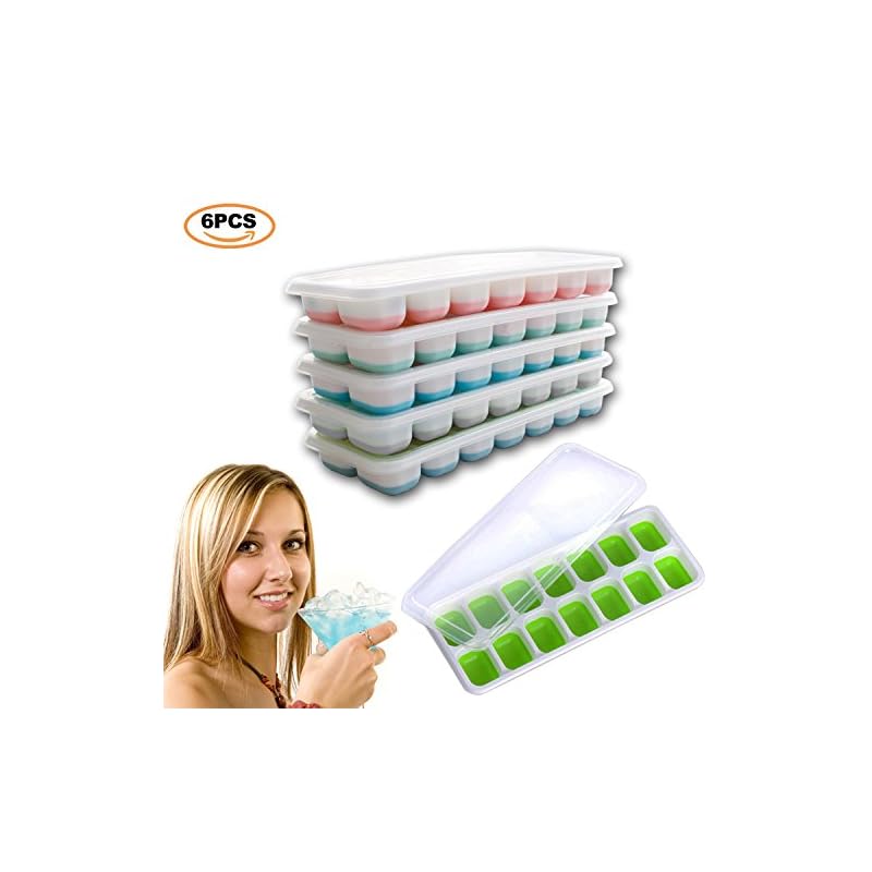 Us Sense Eiswrfelschale Mit Deckel Einfache Kunststoff Eiswrfelform Mit 14 Blcken 6 Stck Mit Verschiedenen Farben