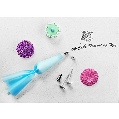 Kootek 42 Spritztüllen Set mit 2 Spritzbeutel Set & 2 Kupplung für Pralinen, Kuchen, Plätzchen, Keksen und Torten Deko Decorating Tools aus Edelstahl - 7