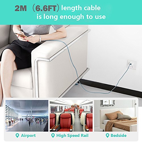 USB C Ladekabel für Huawei Mate 9 Pro, Higoo USB C Kabel 2M [6.6FT] Nylon geflochten Ladekabel Lade- und Sync-Kabel Schnellkabel für Huawei P9 P9 Plus P10 P10 Plus Mate 9 (Grau) - 6