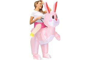 Arokibui Inflatable Easter Bunny Costume Blow up Rabbit Costume Rabbit Mascot Costume Unisex Full Body Bunny Costume
