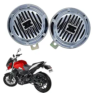 Vagary Universal Windtone Bike Horn With Chorme finishing Heavy Quality body (Set of 2, 12V voltage) for Mahindra Mojo UT 300