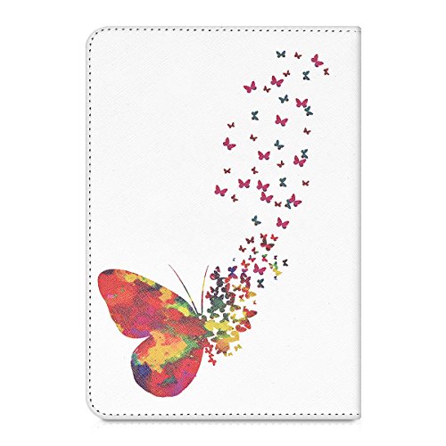 kwmobile Hülle für Tolino Shine / Page – Flipcover Case eReader Schutzhülle – Bookstyle Klapphülle Schmetterling Schwarm Design Mehrfarbig Pink Weiß - 3