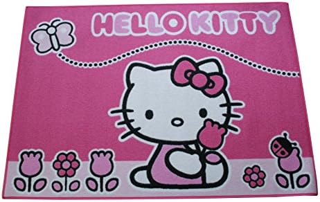 Children's Character Rug - Pink Hello Kitty 'Butterfly' 095 x 133 cm (3'2" x 4'4") approx.