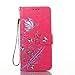 Produktbild Hülle für Samsung Galaxy S8, Handytasche in Farbe Heißes Rosa, YingC-T Elegant Luxus Prägung Schmetterling Blumen Muster Lederhülle Handyhülle Samsung Galaxy S8 Schutzhülle Extra Dünn Ledertasche mit Kartenfach Standfunktion Magnetverschluss Handschlaufe Tasche Premium Design Leder Wallet Klapphülle Flip Brieftasche Etui Schale Book Case TPU Cover Bumfür Tasche für Samsung Galaxy S8