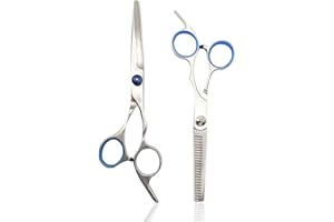 CODKU Hairdressing Scissors, Hair Cutting Scissors Thinning Scissors Set, Professional Hair Cutting Scissors Kit, 6 Inch Stainless Steel Barber Hair Scissors for Women Men Children Hairdressers Salon