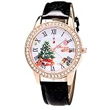 Armbanduhren Mode-Accessoires, Unisex Schmuck Geschenk Kunstleder Band Strass Dial Analoge Quarz-Armbanduhr - Schwarz