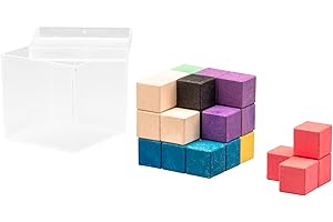 WISSNER® Soma-Würfel, 7 Teile, Bunt, RE-Wood® Montessori Knobelwürfel inklusive Aufbauideen & Aufbewahrungsbox, 3D Puzzle für räumliches Denken