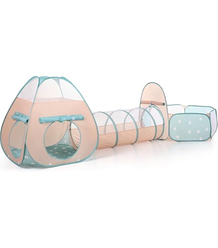 spieltunnel zelt Sumbababy Kinderzelt Indoor mit Bällebad: 3-in-1 Spielzelt Kinder Krabbeltunnel mit Bälle Bad Ohne Bälle für Motorische Fähigkeiten- Baby Bällebad Tunnel mit Aufbewahrungstasche Spielzeug Gender-Mens Ergonomischer Griff für Gehstock Side Walls:(1) 10ft Side Wall: Single Sided Print