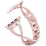 easyoung Bling Bands für Apple Armbanduhr 38 mm 42 mm für Frauen, Edelstahl Metall Ersatz Armbänder Armband Strap für Apple Armbanduhr Nike +, Serie 3, Serie 2, Serie 1, Sport, Edition, 4 Farben, rose pink, 42mm
