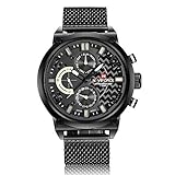 YSCYLY Männer Sport Uhren Quarz Lederarmband Kalender 30M Wasserdicht Armbanduhren Datum Alarm Multifunktions Analog Digital Shock Resistant Casual Handgelenk Für Männer,White