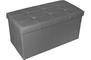 ‎THEO&CLEO Theo&Cleo Sitzbank mit stauraum Sitztruhe Aufbewahrungstruhe Spielkiste Sitztruhe Sitzbox Fußbank Truhen Faltbare 76 cm (Dunkelgrau)