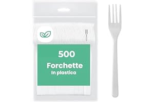 MARKETCAFFE 500 Forchette riutilizzabili in plastica resistente – fino a 20 utilizzi – Forchetta, Cucchiaio, Coltello – Ideale per uso alimentare