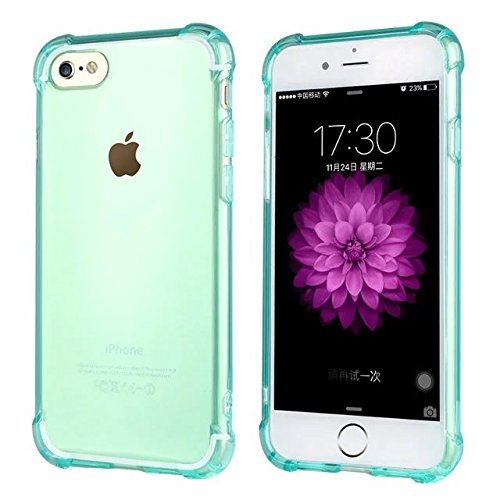 Funda iPhone 7 Azul Celeste [Refuerzos Laterales] [Liquid Crystal] [Silicona TPU Flexible] [Transparente] [Protección Grosor Fino]