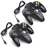 iNNEXT 2X N64 Controller USB Gamepad Classic N 64 Controller Joypad Joystick Fr Mac und Windows Raspberry pi3,Schwarz - 