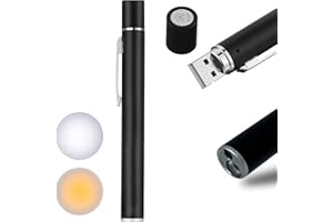 Exeton - Torcia a penna riutilizzabile, diagnostica medica penlight USB ricaricabile a LED per infermieri, studenti, medici, mini torcia con doppio LED, cappuccio magnetico, clip tascabile (nero)
