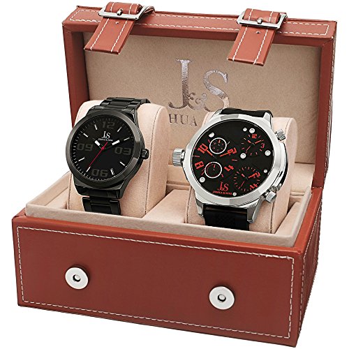 Joshua & Sons JS84-1 Orologio da Polso, Uomo, Cinturino in Acciaio Inossidabile, Nero