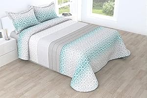 Liniva Home Colcha Bouti Reversible Cosida - Modelo Wendy - Aqua, Cama 135 cm