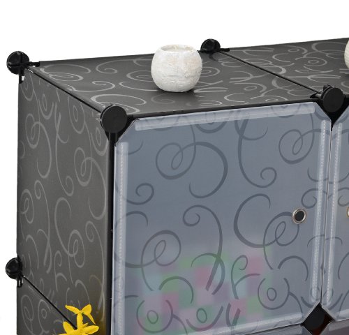 Büro Flur Regal Schrank Steckregal Wandregal Garderobe Highboard Kinderzimmer oder Keller Sideboard in Weiß Transparent und Schwarz - 9