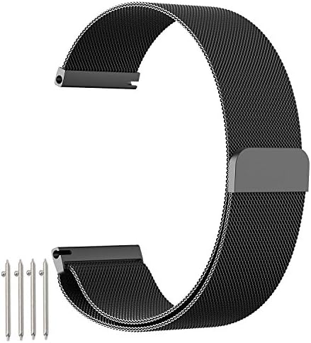 Samsung Gear S3 Frontier / Classic Watch Strap, 22mm Watch Strap, einBand Fully Magnetic Closure Clasp Mesh Loop Milanese Stainless Steel Metal Replacement Band Bracelet Strap for Samsung Gear S3 Frontier/ Classic Watch, LG G Watch, MOTO 360 2nd 46MM, Asus ZenWatch 2, PEBBLE Time, Fossil Q and for all models spring bars 22mm watch, Black