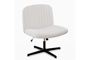 naspaluro Sedia da Ufficio senza Braccioli, Sedia Scrivania con Ampio Cuscino senza Ruote, Sedia Girevole in Velluto, Schienale Reclinabile e Altezza Regolabile per Studio, Camera da Letto, Beige