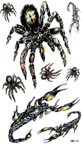 Tattoo size 6.69"x3.94" Temporary color fake temp tattoos animal spider scorpion