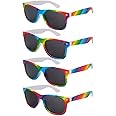 Firtink 4 Pieces Rainbow Sunglasses Gay Pride Rainbow Style Sunglasses Retro Sunglasses for Men Womens for Festivals Pride Party