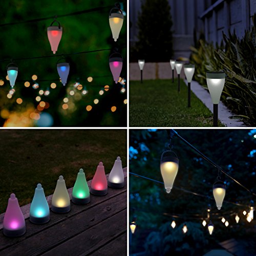 Aglaia Solarleuchten garten LED, 6 Stück Wasserdicht Solarleuchte, 7 Farben und 3 Beleuchtungsmodus mit Erdspieß für Garten Balkon und Terrasse. - 6