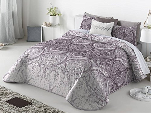 Casa Creativa Doria Colcha Bouti con Cojín Decorativo, Algodón-Poliéster, Malva, 250x270x1 cm