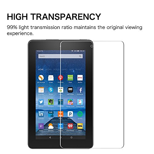Fintie Folie Panzerglas für Amazon Fire 7 Zoll (2015 Modell) – [9H Härtegrad] Premium HD klar [stark kratzfest] Hartglas Panzerglas Displayschutzfolie Glasfolie Tempered Glass Screen Protector - 2